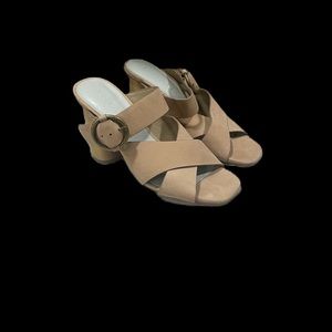 1. STATE Women’s Size 7 Shoes Icendra Flared Block Heel Sandal Leather Beige